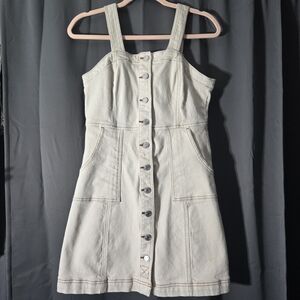 Juniors' SO Denim Button-Front Mini Dress 99% Cotton Size 9/29W Cream Colored